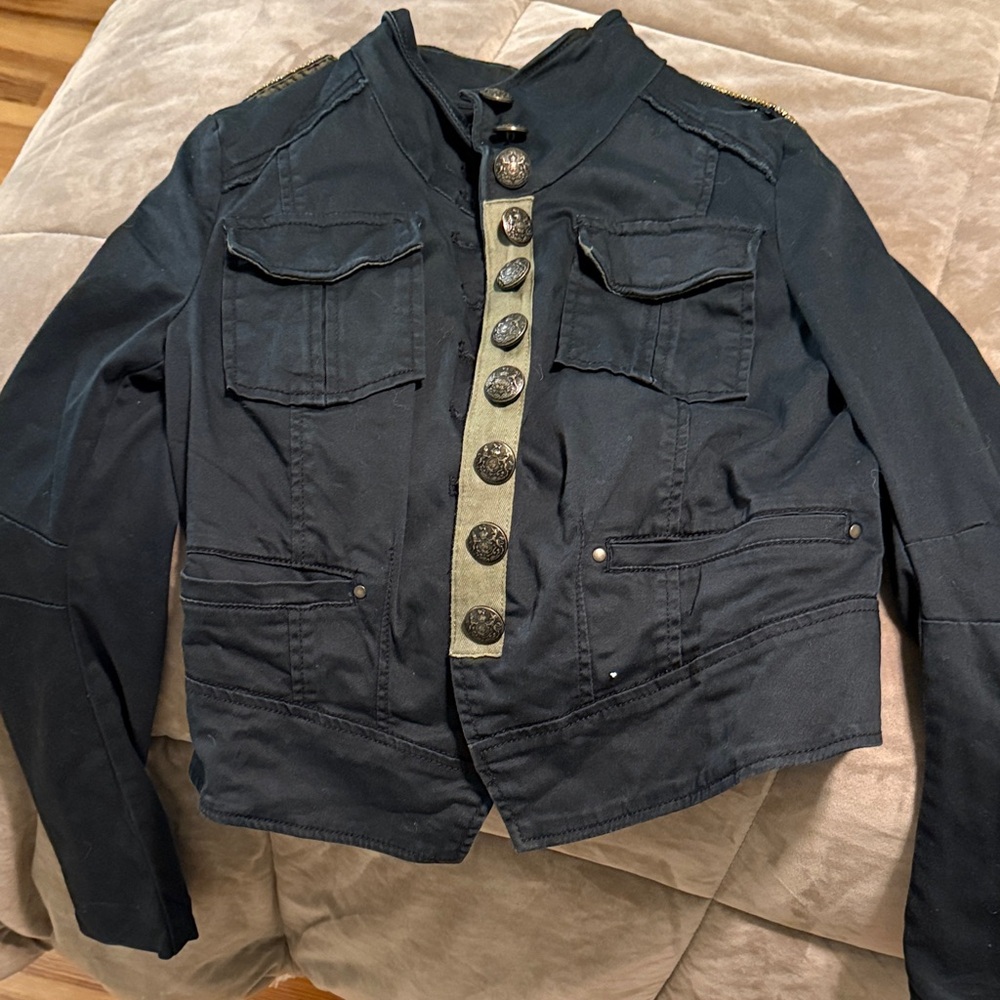Free People black Military Jacket with Accents